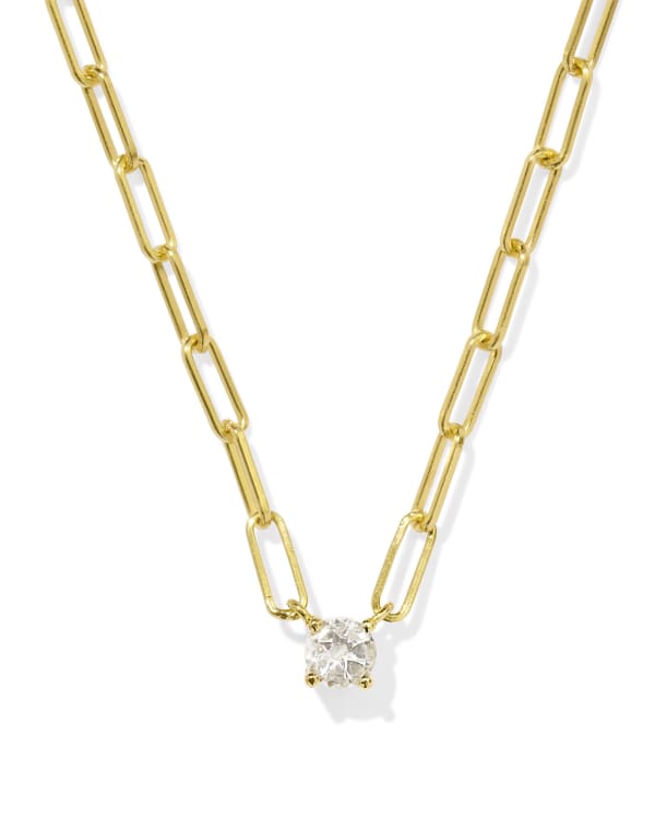 Virginia 18k Gold Vermeil Paperclip Necklace in White Topaz